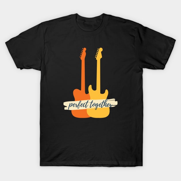 Perfect Together T-Style and S-Style Guitar Silhouette T-Shirt by nightsworthy